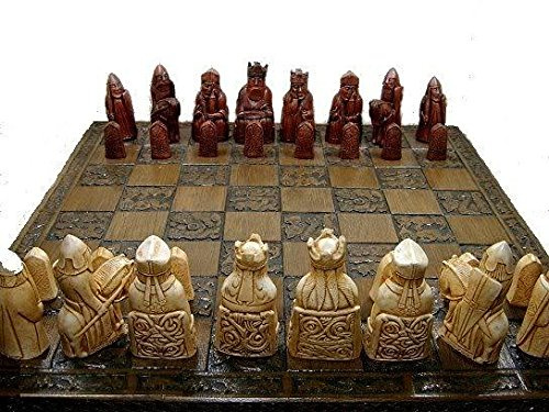 unsure but in perfect condition Isle of lewis chessmen - full size complete set of chess set game pieces vintage and collectors