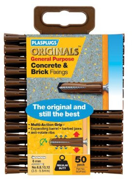 Plasplug SGP550 General Purpose Multifix Fixings Available in Brown or red Color (May Vary) These Versatile fixings are Designed for a Wide Range of Applications