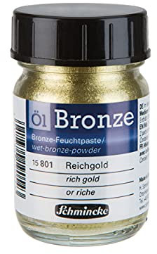 Schmincke - Bronze à l'huile, or riche, 50 ml, 15 801 024, pour des effets métalliques aux reflets argentés sur des tableaux à l’huile ou autres supports pré-apprêtés, comme p. ex. bois, métal ou plâtre