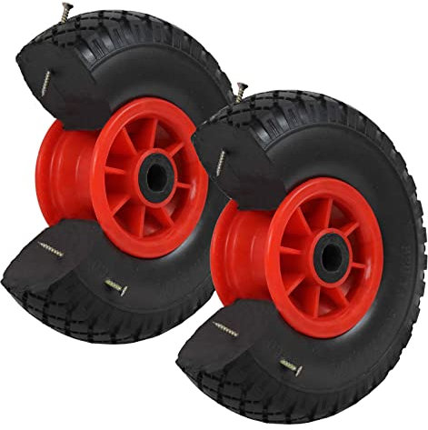 TRUTZHOLM 2x Sackkarrenrad PU-Rad 260x85 mm 3.00-4 75 mm zentrierte Nabe Ø 20 mm rot Vollgummi Bollerwagen
