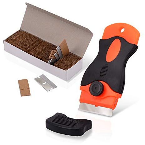 Ehdis® 1,5 tum Carbon Steel Mini Razor Scraper Single Edge-rakblad för borttagning av lim, registrering, färg, avtagbara bilder, Scraper + Klingen