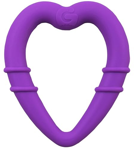 Gummee Purple Heart Shaped Baby Teether – Silicone Teething Ring for Babies, Soft Chew Toy, BPA Free Infant Teether