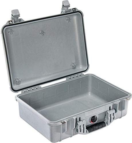 PELI 1500 valise de transport résistante aux chocs, IP67 étanche à l'eau et à la poussière, capacité de19L, fabriquée en Allemagne, sans mousse, couleur: argentée