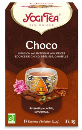 YOGI TEA – Choco Bio – Infusion Bien-Être Sans Caféine – Mélange de Cacao, Réglisse & Cannelle – 17 Sachets