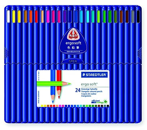 Staedtler 157 SB24 ergo soft Farbstift, 3 mm, aufstellbare Staedtler Box mit 24 Farben 4er Pack
