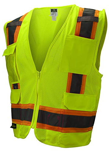 Radians SV6 Two Tone Class 2 Surveyor Polyester All Mesh Vests with Contrasting Trim, Green, Large (SV6-2ZGM-L)