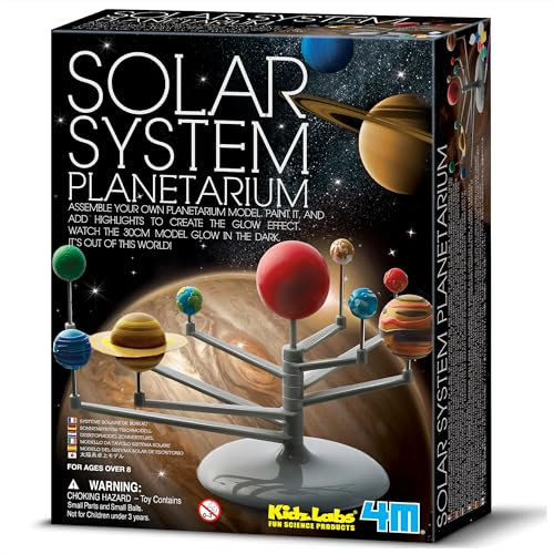 4M Kidz Labs Solar System Planetarium Model, Build you own 30cm Glow in the Dark Model, Arts and Crafts, Science Kit for Boys and Girls 8+