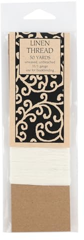 Books by Hand Linen Thread, Archival Quality Natural Unbleached and Unwaxed, 50 Yards 35/3 Gauge, Ideal for Bookbinding and Sewing Signatures