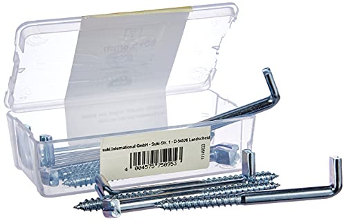 suki 12 Stück Schlitzhaken 80 x 5,8 mm verzinkt, Stahl, gerade, Schlitz-Antrieb, Wandmontage, Silber, minimalistisch, 6175095