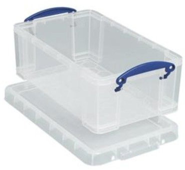 2 X Really Useful Storage Box Plastic Lightweight Robust Stackable 9 Litre W255xD395xH155mm Clear - Ref 9C