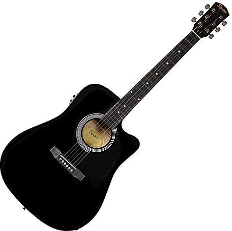 Fender SA-105CE, Dreadnought Cutaway, Elektro-Akustikgitarre, Schwarz