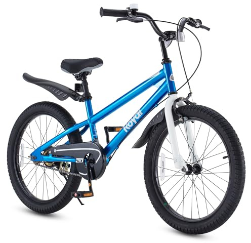 RoyalBaby Freestyle Kids Bike 20 Inch Wheel Bicycle Teens BMX with Dual Hand Brakes Kickstand Boys Girls Ages 6-10 Years, Blue