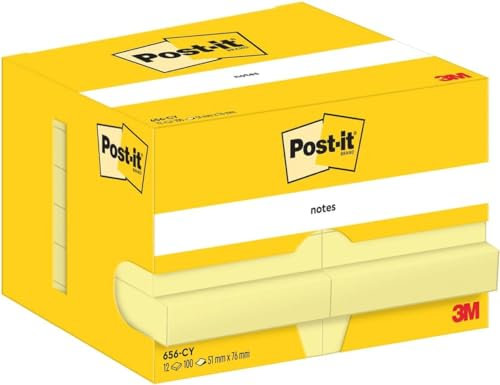 Post-it Sticky Notes, Gelb, Block à 100 Blatt, 51 mm x 76 mm - Für Notizen, To-Do-Listen & Erinnerungen