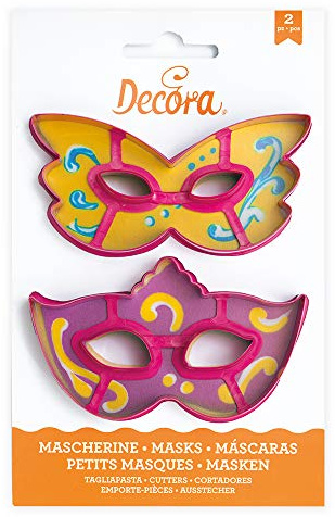 DECORA, 0255107 Kit d'emporte-pièces masque, Le kit idéal pour créer des décorations en pâte à sucre ou en pâte à gomme, Fabriqué en Italie, Design original. Ensemble de 2 pièces.
