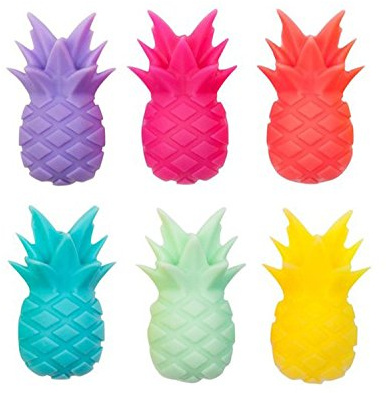 Outlook Design Italia Pineapple Glass Markers Glasmarkierer Set von 6 Stück, Silikon, Mehrfarbig, 6 Einheiten