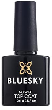 BLUESKY No Wipe Top Coat 10 ml, Clear Gel Nail Polish Top Coat for 21 Day Manicure, Professional, Salon and Home Use, Requires Curing Under LED UV Nail Lamp