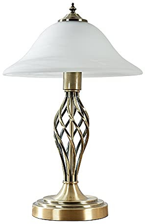 MiniSun | Antique Brass Barley Twist Table Lamp with a Frosted Alabaster Shade | Table Lamps, Home Décor & Improvement Essential