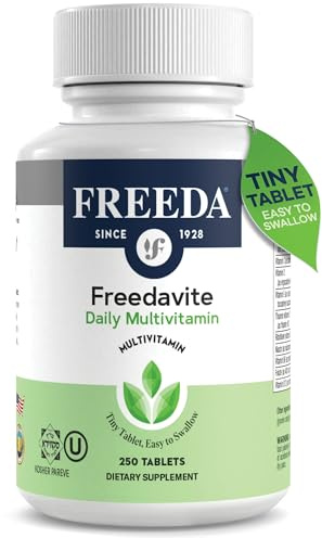 Freedavite Tiny Tablet - Moderate Multivitamin for Men and Women - Pure Vitamin A, C, D, E, B1, B2, B6, B12, Biotin, Calcium, Zinc, Iron, Magnesium, Manganese, Copper, Selenium, Iodine - 250 Count