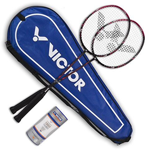 VICTOR Badmintonset Ultramate 8-2 x Ultramate 8 Badmintonschläger, 3 x Nylonshuttle 1000, 1 x Thermobag