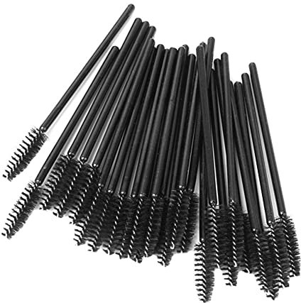 Haobase 25 Stück schwarze Einweg-Wimpernbürsten Mascara Zauberstäbe Augenbrauenbürste Make-up-Pinsel-Werkzeug