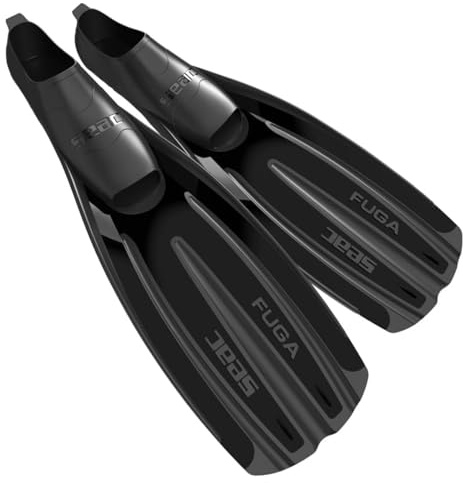 SEAC Fuga, Pinne da Subacquea per Immersioni e Apnea a Scarpetta Chiusa, Made in Italy Unisex Adulto, Nero, 40/41 EU