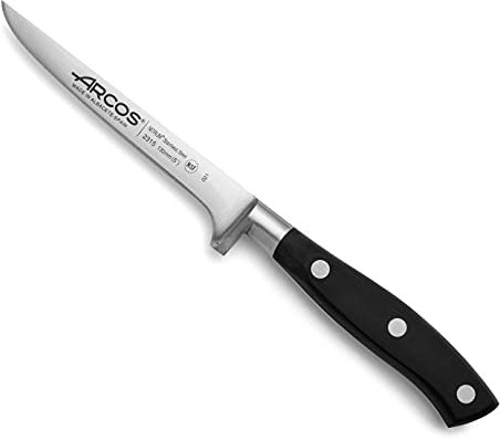 Arcos Coltello da Intaglio 5 pollici in Acciaio Inossidabile, Coltello per Disossare, Manico Ergonomico in Poliossimetilene e Lama da 130 mm, Serie Riviera, Colore Nero
