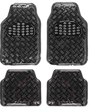 BCCORONA ALF10131 Aluminium-Gummi Teppich, 4 Stück, Schwarz, Nero