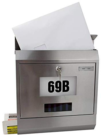 DEMA Briefkasten Solar mit Zeitungsrolle – Wetterfester Edelstahl Briefkasten mit integrierter Solarbeleuchtung und praktischer Zeitungsablage