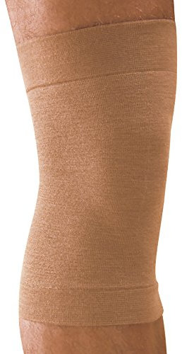 MANIFATTURA BERNINA Elan 2008 (Größe 2) – Elastische schlauchförmige Thermoknieschützer aus Merinowolle und Angorawolle - Kniewärmer 2 Stück Farbe beige