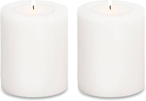 EDZARD Set die 2 candele permanenti Cornelius (altezza 9 cm, diametro 8 cm) bianco, utilizzabile su entrambi i lati per candeline standard e candeline più alte con involucro in plastica