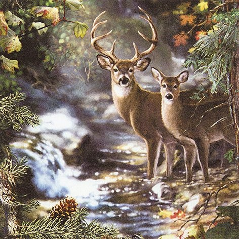 20 Servietten 33x33 cm Tiere im Herbst Reh Waldtiere Hirsch Jagdmotiv
