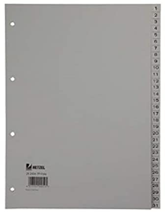 Rexel Zahlenregister aus PP Folie für A4, 226 x 297 mm, 20 Blatt, 1 Stück, grau
