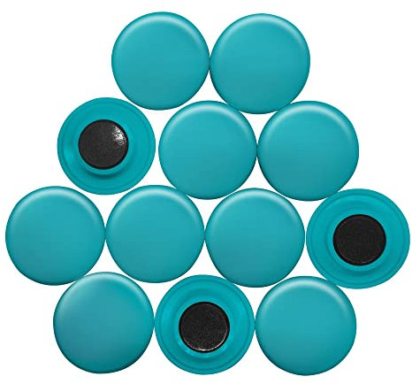 Grandes Imanes de Oficina de Planificación Verde para Refrigerador, Pizarra, Tablero de Anuncios, Archivador - 40mm de Diámetro x 8mm de Alto - Paquete de 12