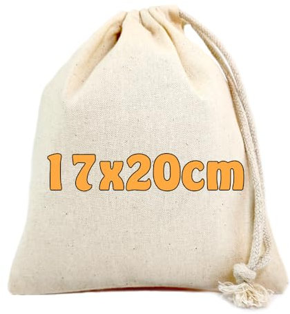 Cottonbagjoe 10 Baumwollbeutel | 17 x 20 cm | Stoffbeutel mit Kordelzug | Adventskalendersäckchen | Lunchsack Kosmetikbeutel | Schmucksäckchen | Zuziehbeutel