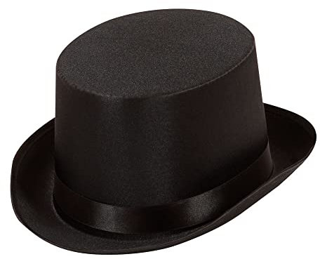 W WIDMANN MILANO Party Fashion 2485T - Zylinder, schwarz, aus Satin, 18. und 19. Jahrhundert, Charleston, Flapper, Gangster, Motto-Party, Karneval