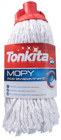 TONKITA | Mopy Mop Ricambio, Mop Lavapavimenti NO Manico, Mocio per Pavimenti con Fettucce In Cotone, Ricambio Per Mocio, Rapida Assorbenza