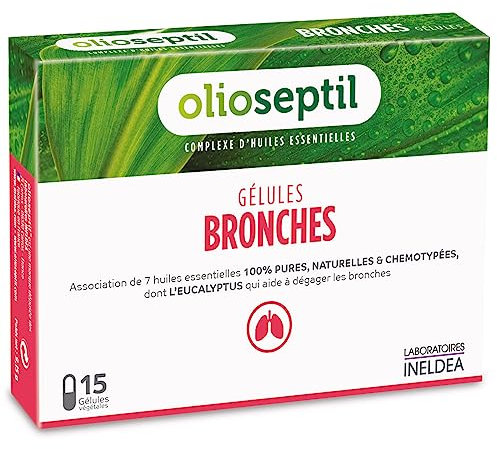 OLIOSEPTIL - Gélules Bronches - Complexe d'huiles essentielles pures - Gélules végétales L-Vcaps® - Dès 15 Ans - Aide à dégager les bronches et assainir les voies respiratoires