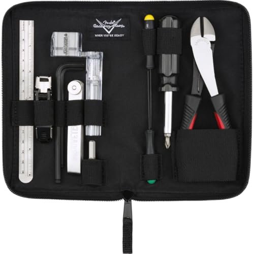 Fender Custom Shop Guitar Tool Kit, Comprehensive Maintenance Set for Acoustic and Electric Guitars and Basses, with Polyester Storage Pouch and Setup Guide