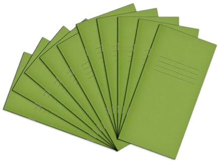 Rhino 8 x 4 Exercise Books, 32-Page/Blank Paper Notebook, 10-Pack, Writing Book, Office & School Stationery Supplies, Light Green