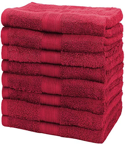 NatureMark 8 Handtücher Set - 100% Baumwolle - Saugfähige und langlebige Handtücher, Größe 50×100 cm, Bordeauxrot