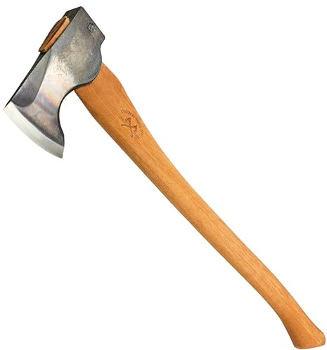 Council Tool 2# WOOD-CRAFT - Ascia con manico in noce americano da 61 cm e maschera in pelle