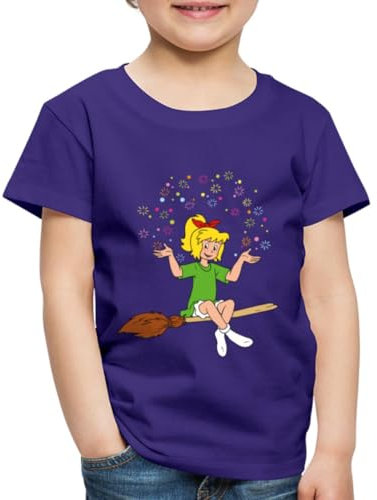 Spreadshirt Bibi Blocksberg Sitzt Auf Kartoffelbrei Kinder Premium T-Shirt, 98/104 (2 Jahre), Lila
