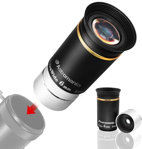Astromania Teleskop Okular 3,2 cm HD Voll Multi Coated Teleskop Zubehör, 66 Grad Ultra Weitwinkel Okular für Astronomie Teleskop, Langer Augenabstand HD 6 mm Weitwinkel-Teleskopokular
