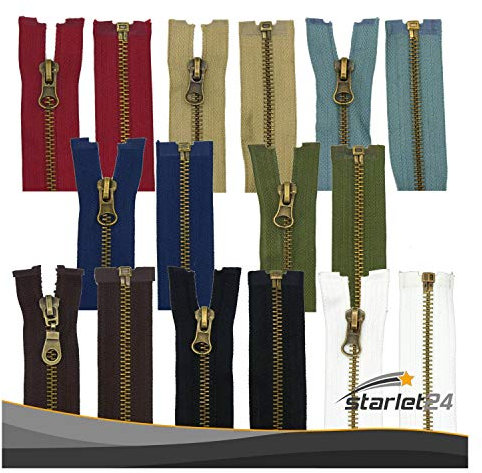 Starlet24® Reißverschluss Metall 5mm teilbar, Reißverschlüsse mit Metall-Zähne für Jacken & Taschen - Beige 65 cm