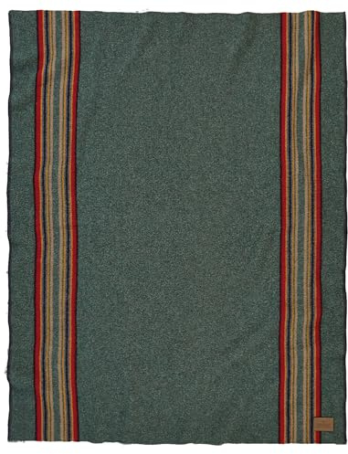Pendleton Yakima Throw 54 x 66 - Wool Cotton, Soft and Durable Wool Throw for Home and Travel - Green Heather