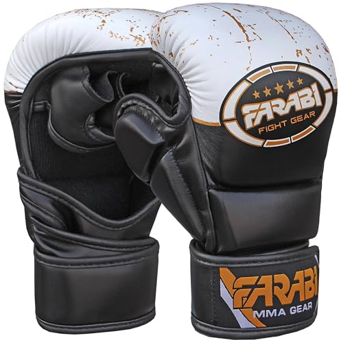 Farabi 7-oz MMA Gloves Hybrid Semi-Pro Open Hand Gloves Punching Training even Compition (S/M)