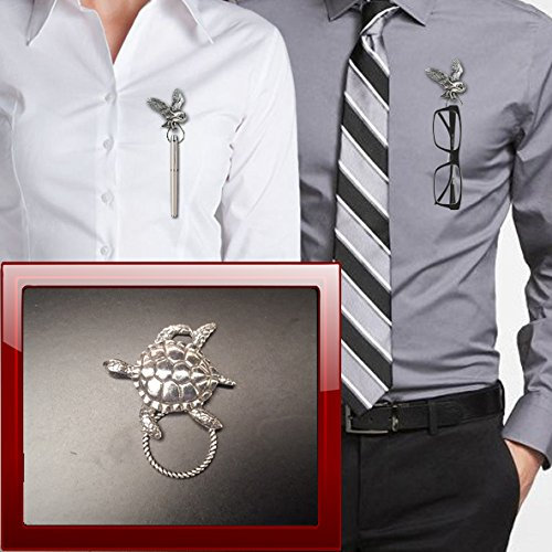 SLTUKR Porte-broche en étain en forme de tortue pour lunettes, stylo, carte d'identité, bijoux
