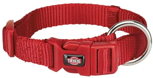 TRIXIE Premium Halsband Größe M–L: Halsumfang 35–55 cm/20 mm in rot - stufenlos verstellbares Hundehalsband für mittelgroße bis große Hunde, neoprengepolstert, 201603