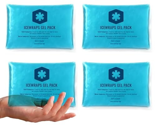 ICEWRAPS 5 x 7 Reusable Ice Packs for Injuries, Hot & Cold Pack for Pain Relief, Migraines, Arm, Leg & Back, Flexible Gel Compress, 4 Pack – FSA-HSA Eligible
