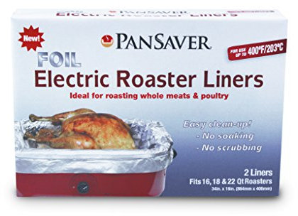 PanSaver Cooking Liners - Disposable Electric Roasting Pan Liners for Instant Cleanup with No Scrubbing - Foil, 2 Count